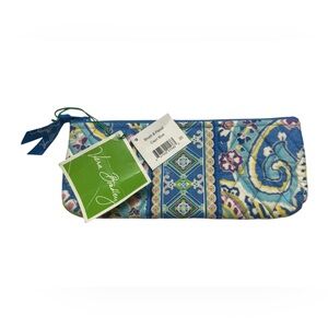 Retired Vera Bradley Capri Blue Brush Pencil Case NWT Quilted
